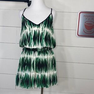 Milly Silk Romper Elastic Waist Sleeveless Racerback with Pockets